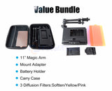 Foto&Tech Dimmable 160 LED Panel Video Light Magic Arm Filters Case Bundle